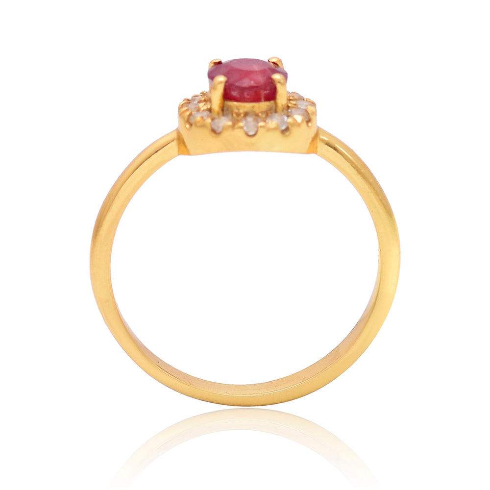 Inel din Argint 925 Placat cu Aur ( 2.03 grame ) cu Rubin Malagasy și Topaz Alb 0.86 Carate