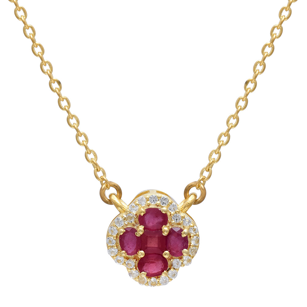 Colier din Argint 925 Placat cu Aur ( 3.77 grame ) cu Rubin Malagasy 1.25 Carate