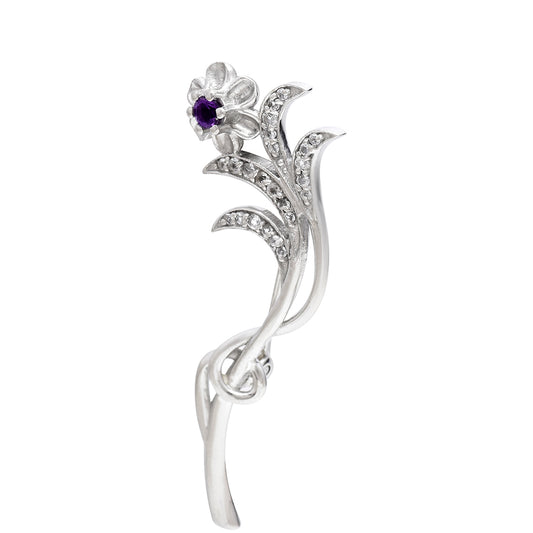 Broşă din Argint 925 ( 5.06 grame ) cu Ametist Marocan și Topaz Alb 0.39 Carate