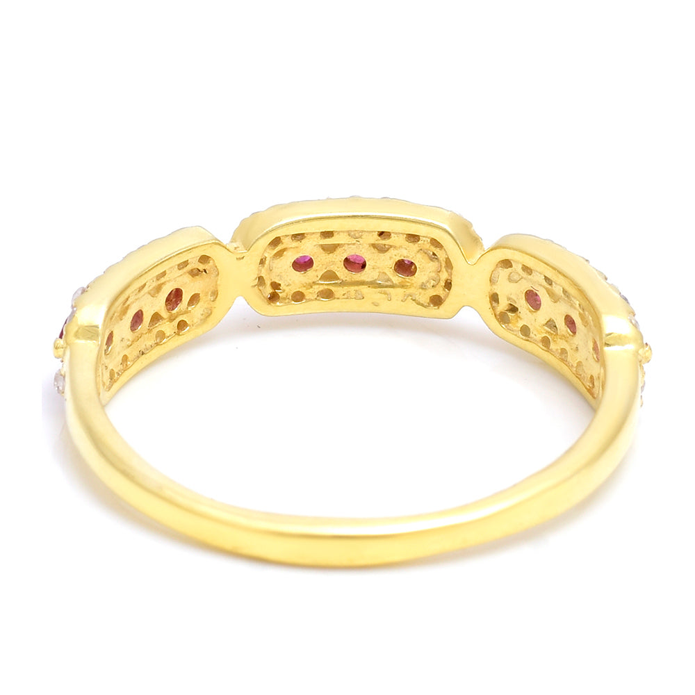 Inel din Argint 925 Placat cu Aur ( 2.3 grame ) cu Rubin Malagasy și Topaz Alb 0.73 Carate 7 