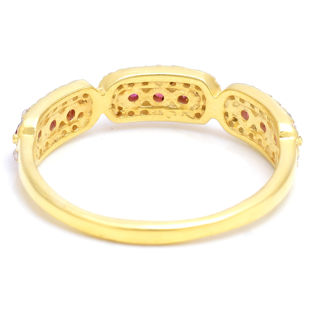 Inel din Argint 925 Placat cu Aur ( 2.3 grame ) cu Rubin Malagasy și Topaz Alb 0.73 Carate