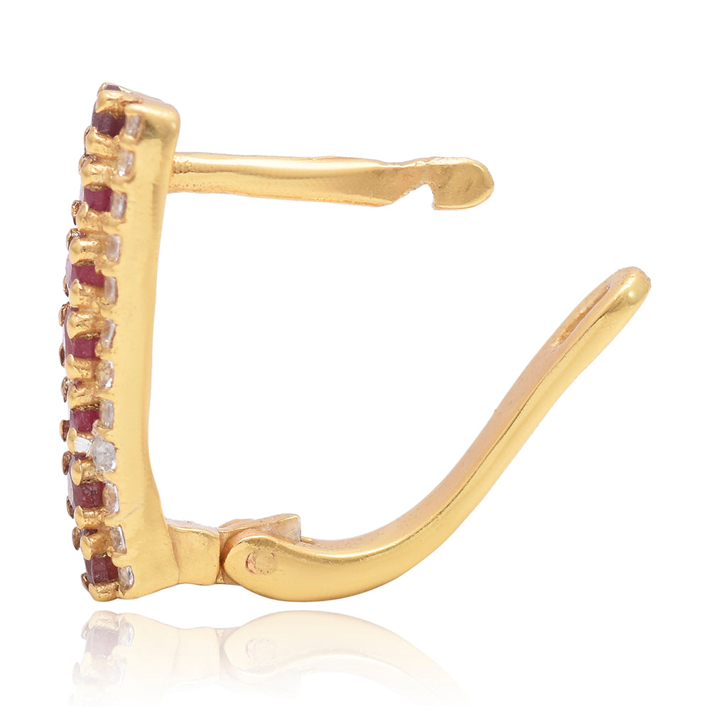 Cercei din Argint 925 Placat cu Aur ( 2.72 grame ) cu Rubin Malagasy și Topaz Alb 1.18 Carate 2 