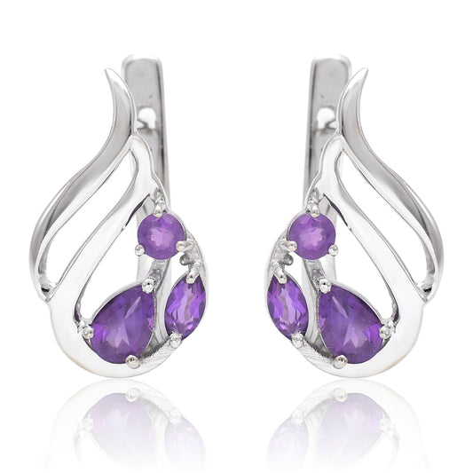 Cercei din Argint 925 Placat cu Aur ( 3.77 grame ) cu Ametist Marocan 0.65 Carate