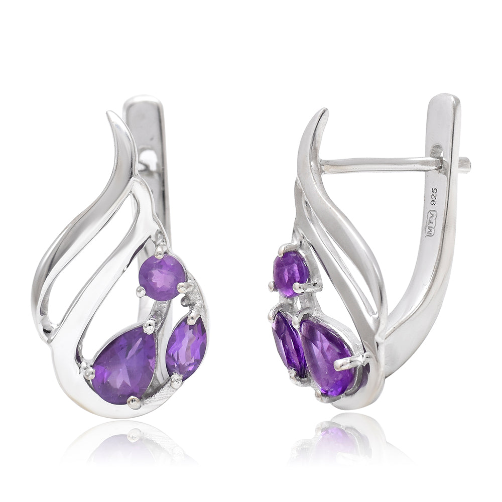Cercei din Argint 925 Placat cu Aur ( 3.77 grame ) cu Ametist Marocan 0.65 Carate