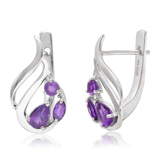 Cercei din Argint 925 Placat cu Aur ( 3.77 grame ) cu Ametist Marocan 0.65 Carate