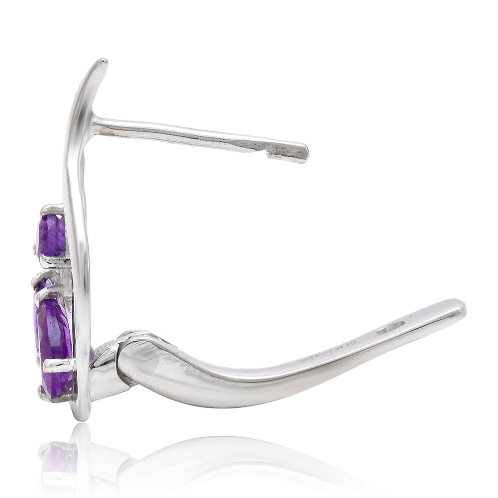 Cercei din Argint 925 Placat cu Aur ( 3.77 grame ) cu Ametist Marocan 0.65 Carate 3 