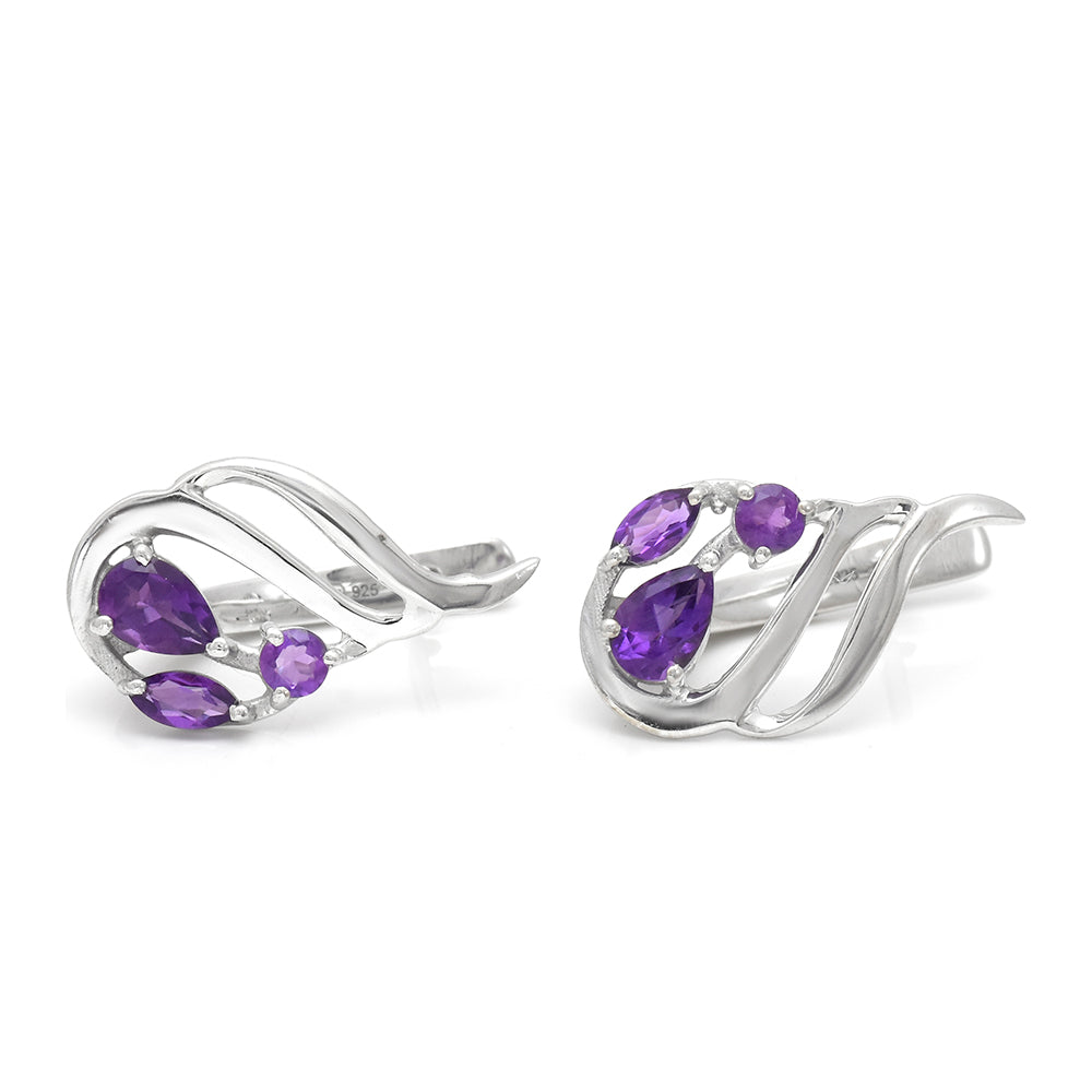 Cercei din Argint 925 Placat cu Aur ( 3.77 grame ) cu Ametist Marocan 0.65 Carate