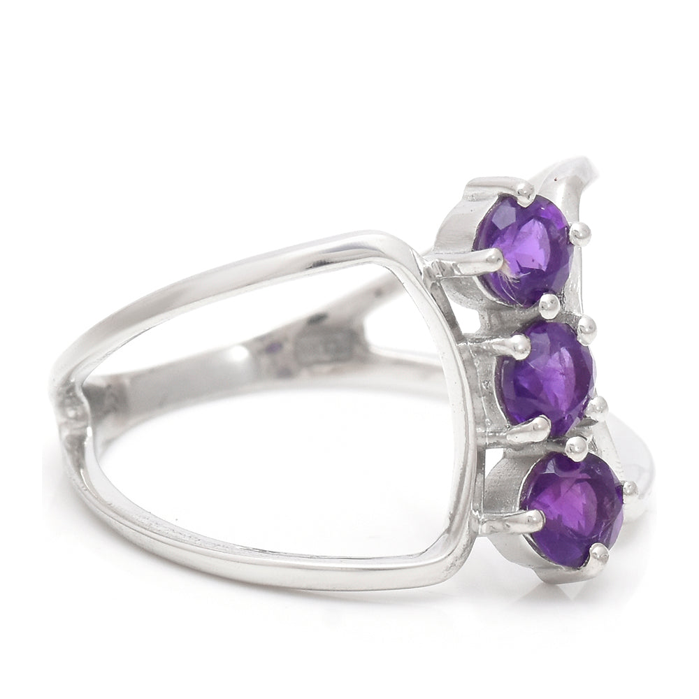 Inel din Argint 925 Placat cu Aur ( 2.54 grame ) cu Ametist Marocan 0.86 Carate 3 