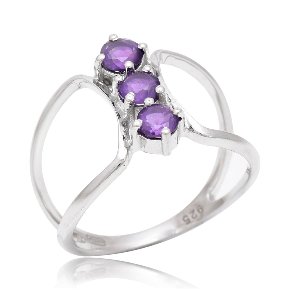 Inel din Argint 925 Placat cu Aur ( 2.54 grame ) cu Ametist Marocan 0.86 Carate 1 