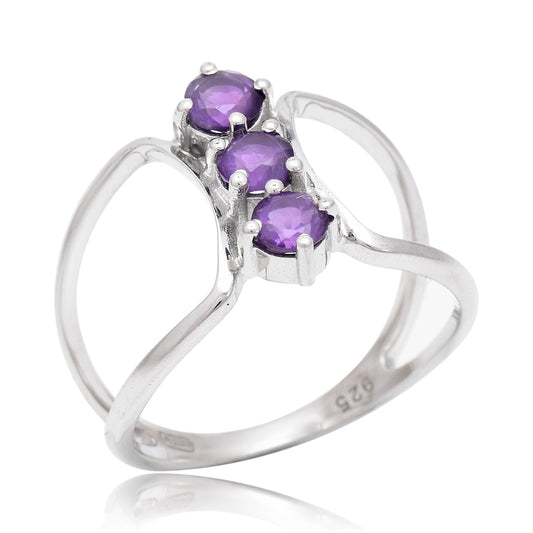 Inel din Argint 925 Placat cu Aur ( 2.54 grame ) cu Ametist Marocan 0.86 Carate