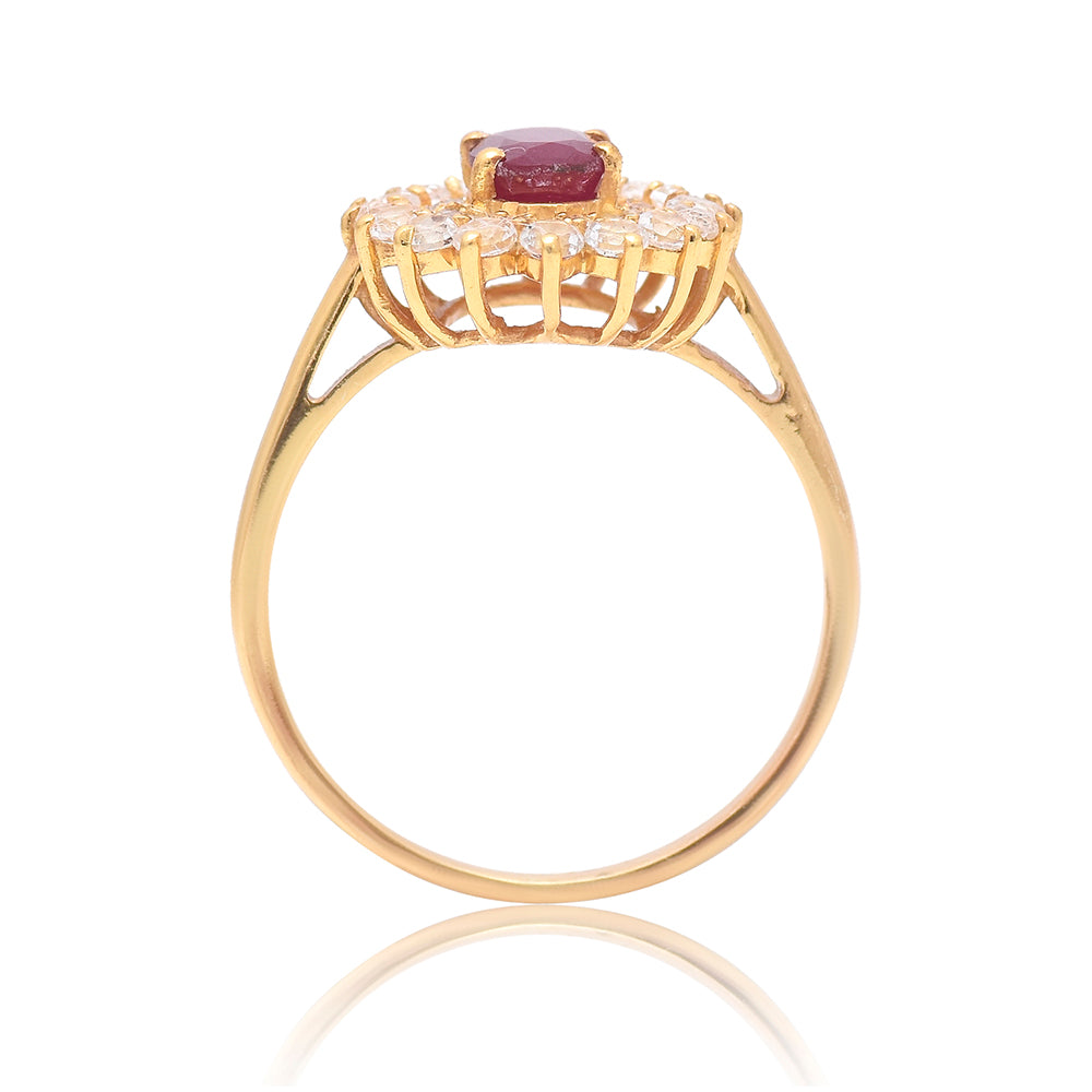 Inel din Argint 925 Placat cu Aur ( 2.91 grame ) cu Rubin Malagasy și Topaz Alb 1.24 Carate 3 