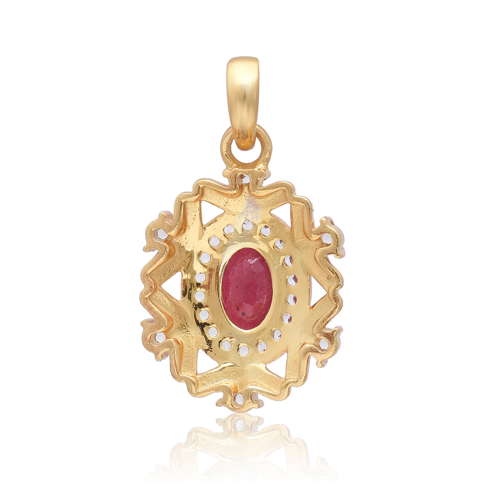 Pandantiv din Argint 925 Placat cu Aur ( 1.86 grame ) cu Rubin Malagasy și Topaz Alb 1.38 Carate 2 