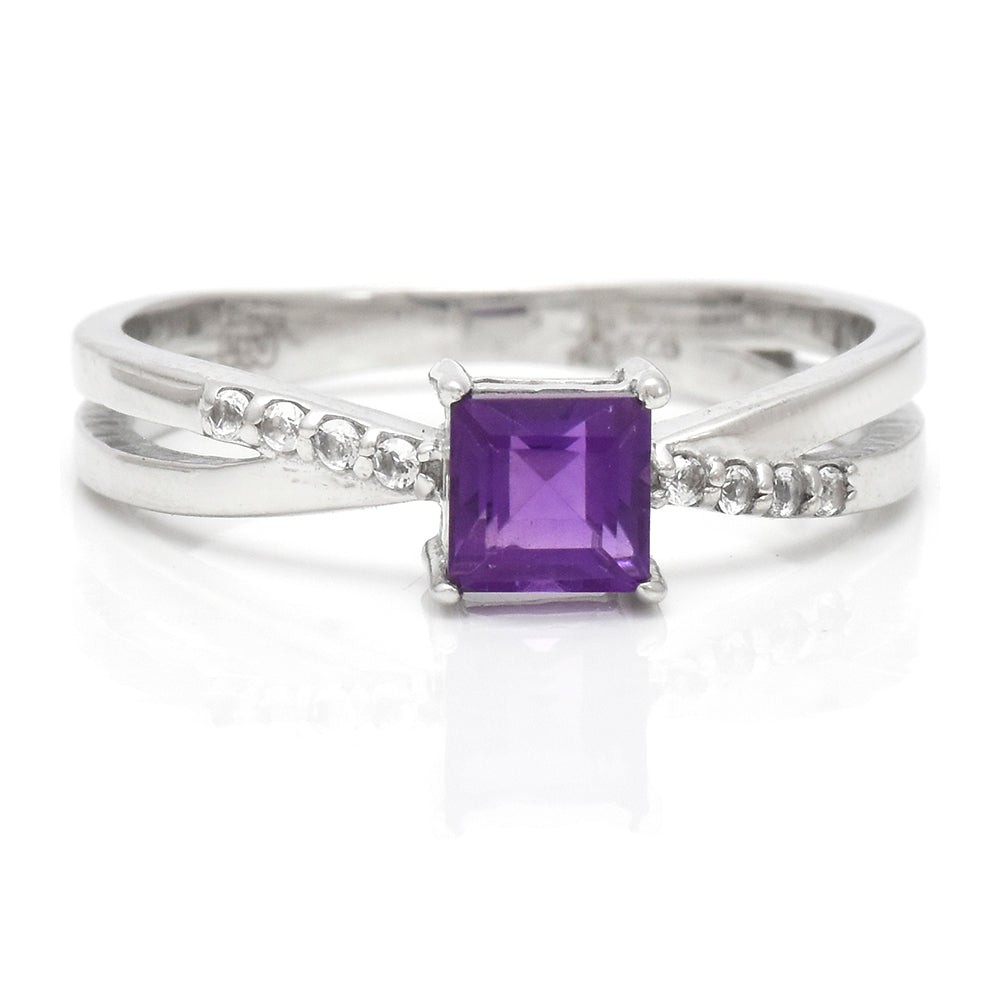 Inel din Argint 925 ( 2.51 grame ) cu Ametist Marocan și Topaz Alb 0.88 Carate