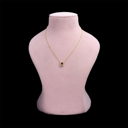 Colier din Argint 925 Placat cu Aur ( 3.86 grame ) cu Rubin Malagasy și Topaz Alb 0.72 Carate