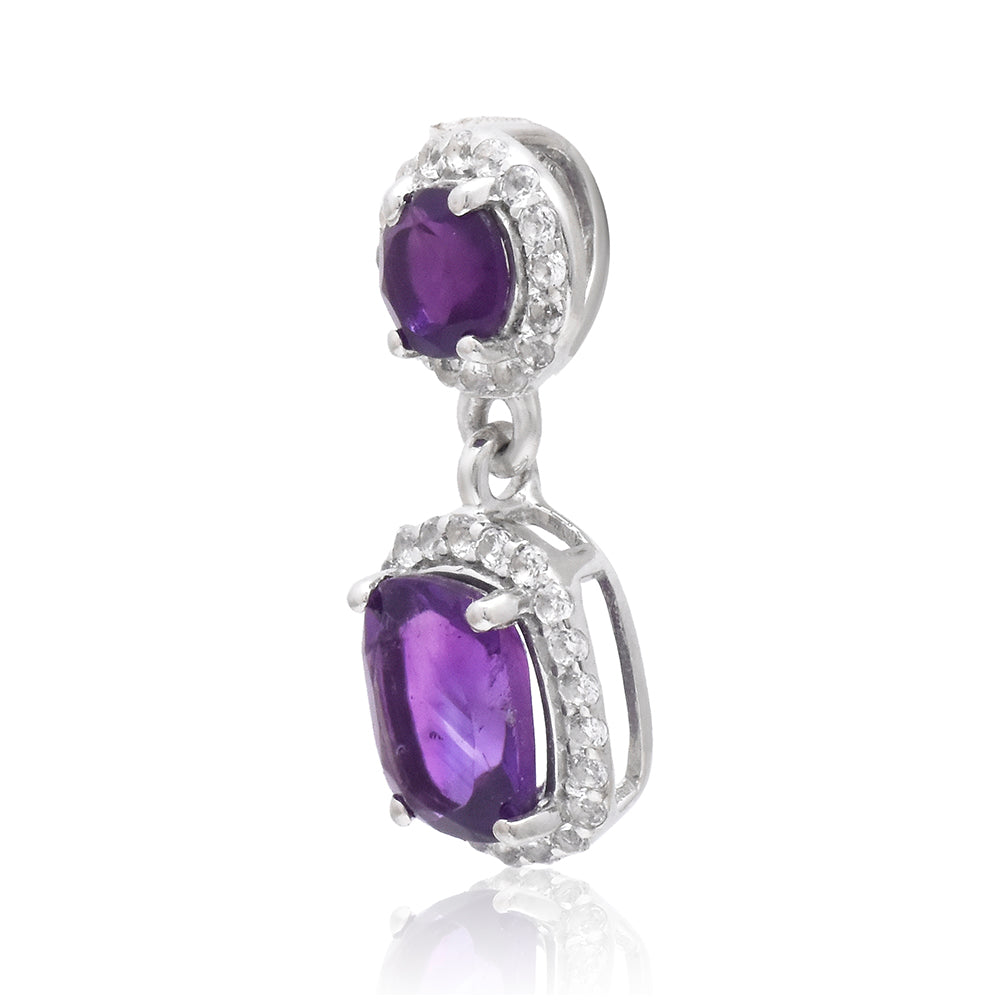 Pandantiv din Argint 925 ( 1.15 grame ) cu Ametist Marocan și Topaz Alb 2.27 Carate