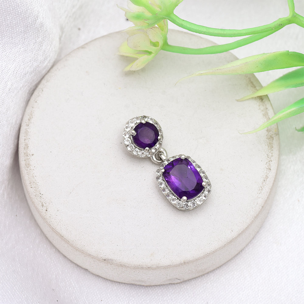Pandantiv din Argint 925 ( 1.15 grame ) cu Ametist Marocan și Topaz Alb 2.27 Carate 1 