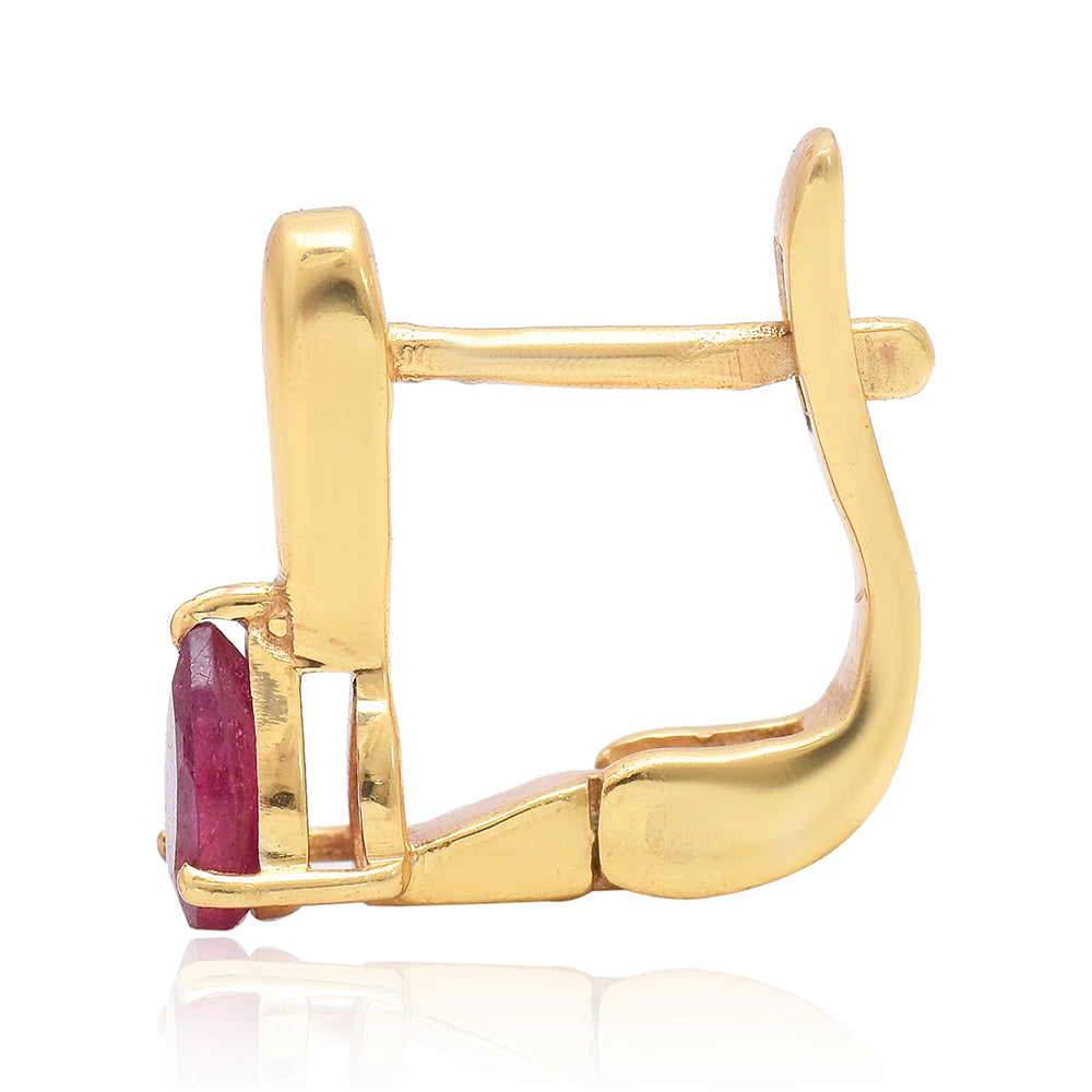 Cercei din Argint 925 Placat cu Aur ( 3.35 grame ) cu Rubin Malagasy 1.35 Carate 2 