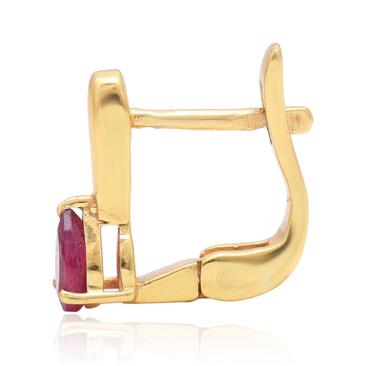 Cercei din Argint 925 Placat cu Aur ( 3.35 grame ) cu Rubin Malagasy 1.35 Carate