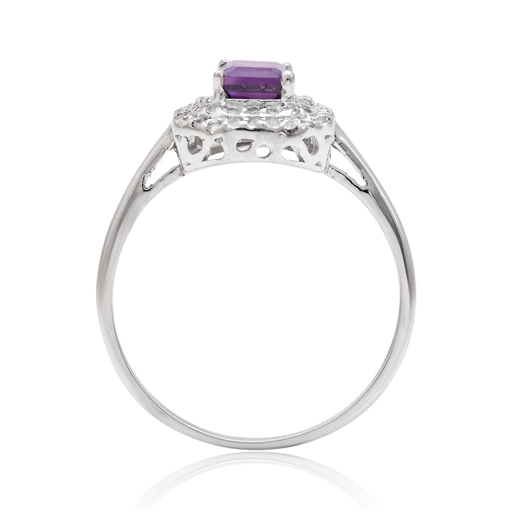 Inel din Argint 925 ( 2.37 grame ) cu Ametist Marocan și Topaz Alb 1.45 Carate