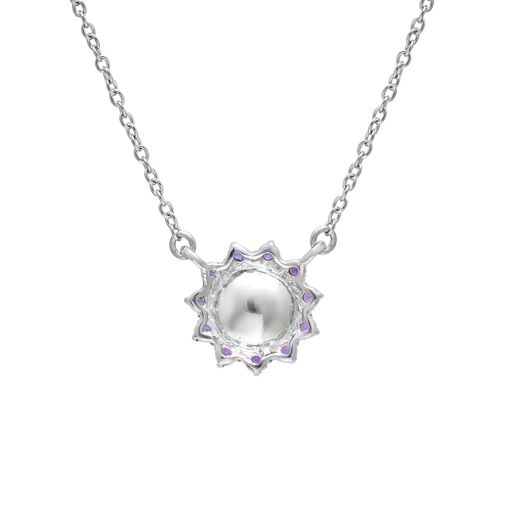 Colier din Argint 925 ( 3.82 grame ) cu Ametist Marocan și Perlă de Apă Dulce Albă 3.68 Carate