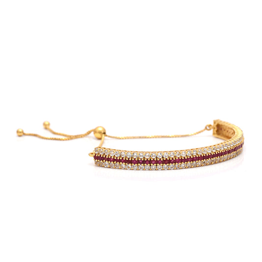 Brățară din Argint 925 Placat cu Aur ( 8.34 grame ) cu Rubin Malagasy și Topaz Alb 3 Carate