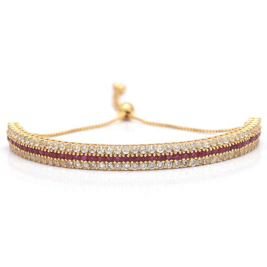 Brățară din Argint 925 Placat cu Aur ( 8.34 grame ) cu Rubin Malagasy și Topaz Alb 3 Carate