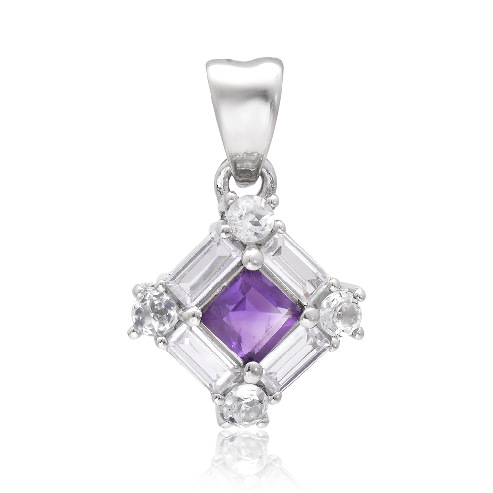 Pandantiv din Argint 925 ( 2.21 grame ) cu Ametist Marocan și Topaz Alb 0.95 Carate 2 