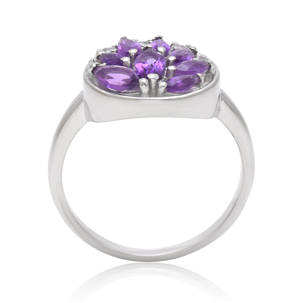 Inel din Argint 925 ( 2.89 grame ) cu Ametist Marocan și Topaz Alb 1.26 Carate 4 