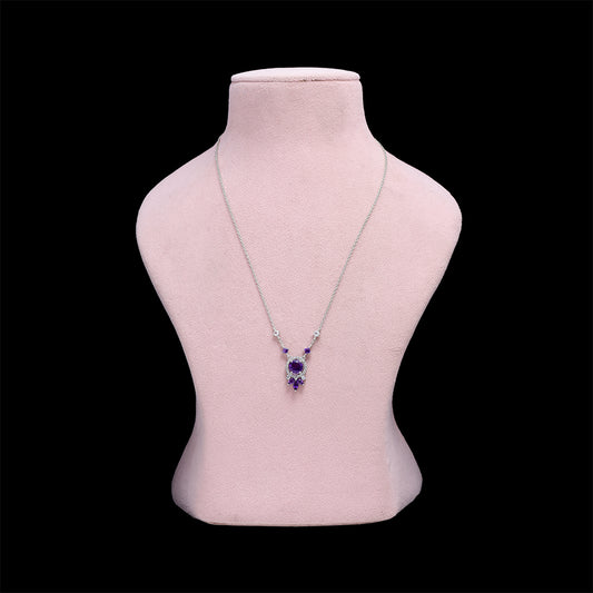 Colier din Argint 925 ( 5.42 grame ) cu Ametist Marocan și Topaz Alb 3.1 Carate