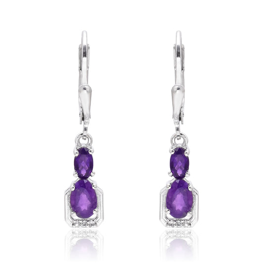 Cercei din Argint 925 ( 2.33 grame ) cu Ametist Marocan 1.25 Carate