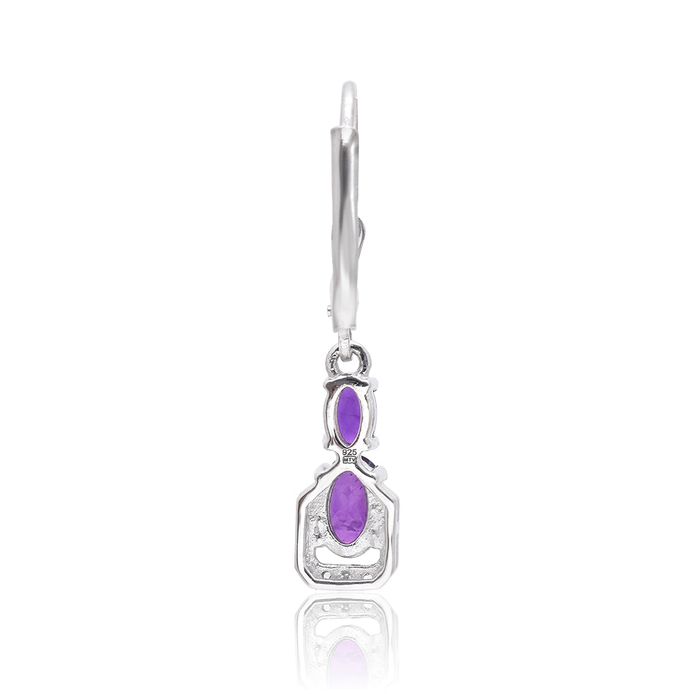 Cercei din Argint 925 ( 2.33 grame ) cu Ametist Marocan 1.25 Carate 4 