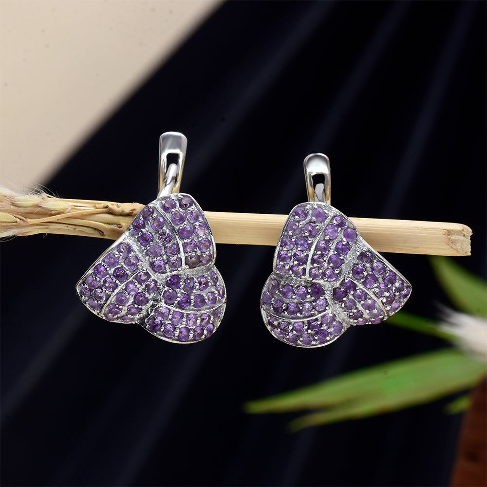 Cercei din Argint 925 ( 6.51 grame ) cu Ametist Marocan 3.4 Carate 2 
