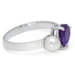 Inel din Argint 925 ( 2.63 grame ) cu Ametist Marocan și Perlă de Apă Dulce Albă 2.39 Carate