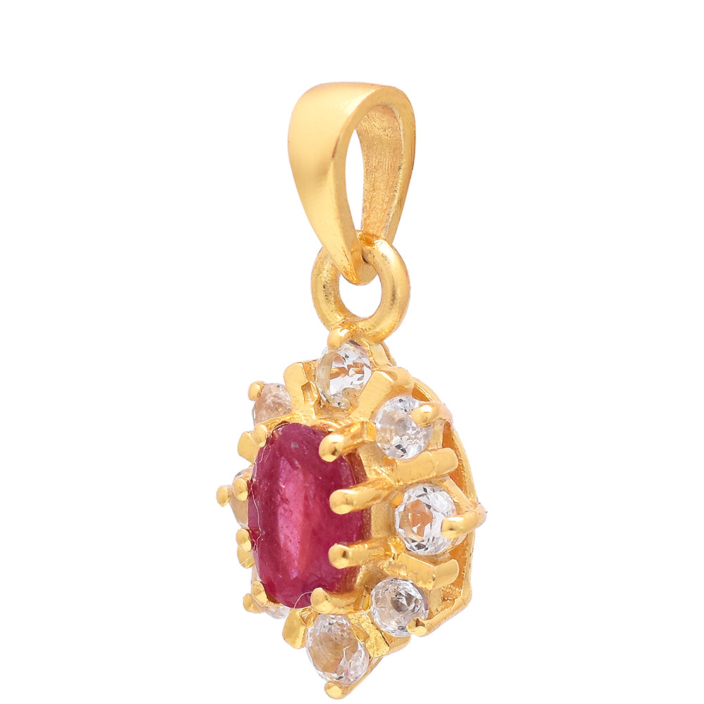 Pandantiv din Argint 925 Placat cu Aur ( 1.29 grame ) cu Rubin Malagasy și Topaz Alb 0.68 Carate