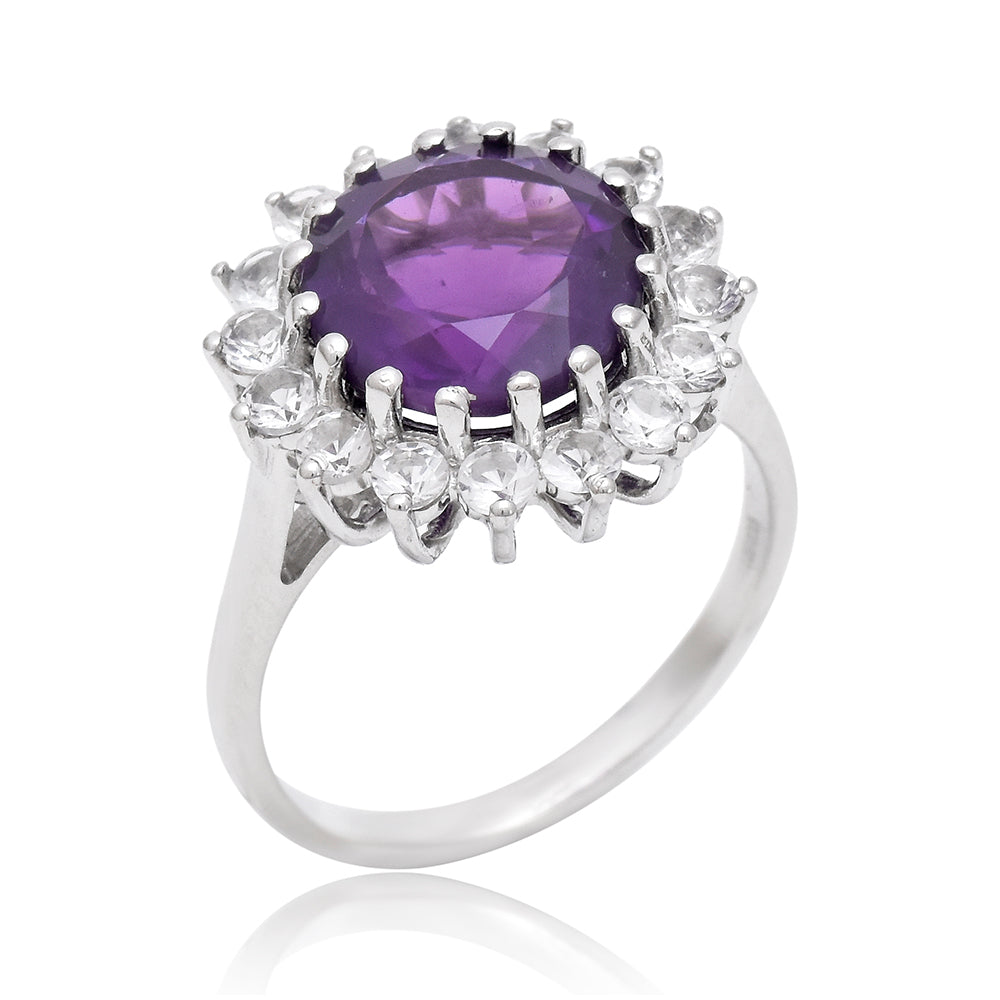 Inel din Argint 925 ( 2.1 grame ) cu Ametist Marocan și Topaz Alb 12 Carate 1 