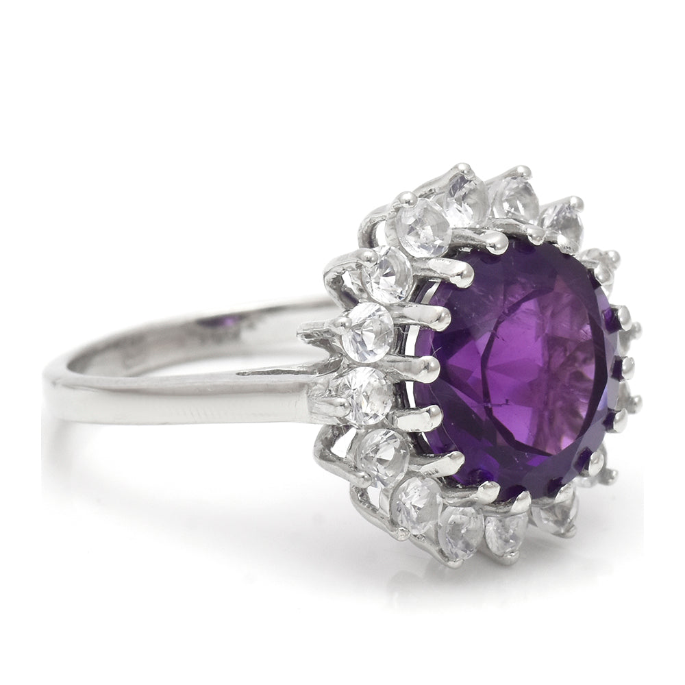 Inel din Argint 925 ( 2.1 grame ) cu Ametist Marocan și Topaz Alb 12 Carate 3 