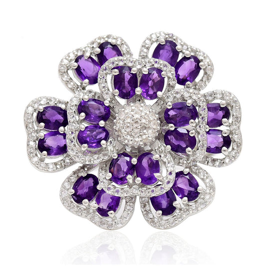 Inel din Argint 925 ( 7.75 grame ) cu Ametist Marocan și Topaz Alb 2.52 Carate