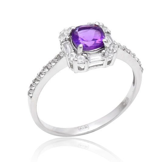 Inel din Argint 925 ( 2.31 grame ) cu Ametist Marocan și Topaz Alb 1.42 Carate