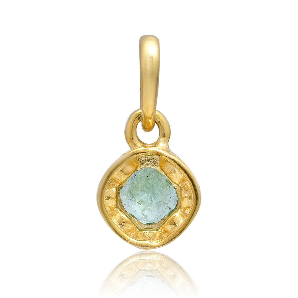Pandantiv din Argint 925 Placat cu Aur ( 1.31 grame ) cu Smarald Brazilian și Topaz Alb 0.76 Carate