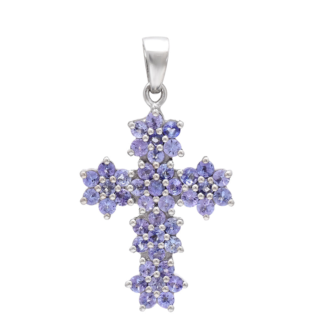 Cruce Pandantiv din Argint 925 ( 2.54 grame ) cu Tanzanit AAA 1.77 Carate 2 