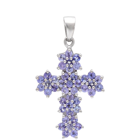 Cruce Pandantiv din Argint 925 ( 2.54 grame ) cu Tanzanit AAA 1.77 Carate
