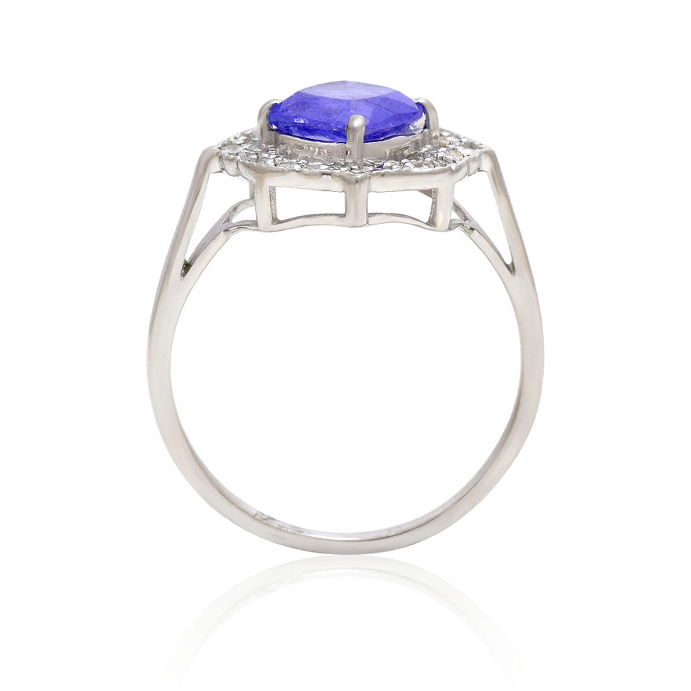 Inel din Argint 925 ( 3.33 grame ) cu Tanzanit AAA și Topaz Alb 2.01 Carate 4 