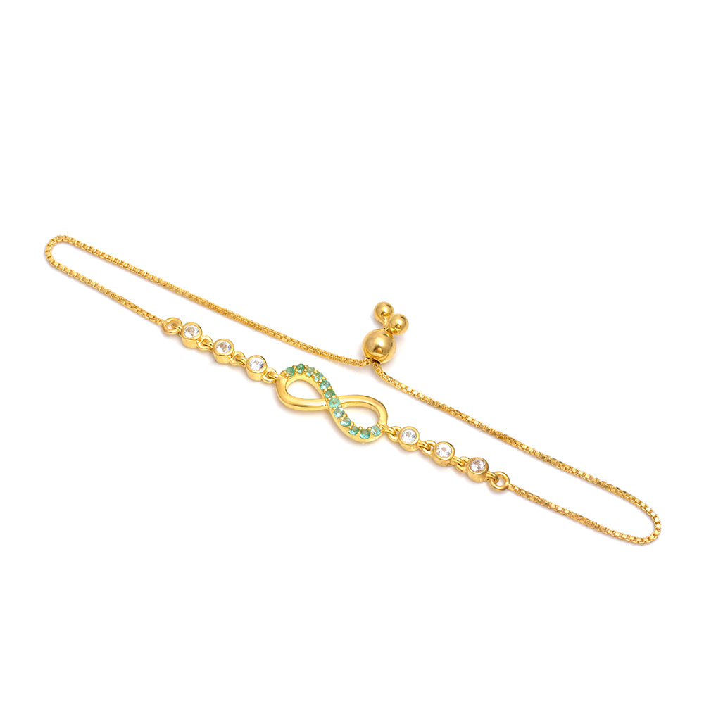 Brățară din Argint 925 Placat cu Aur ( 3.09 grame ) cu Smarald Brazilian și Topaz Alb 0.5 Carate 2 