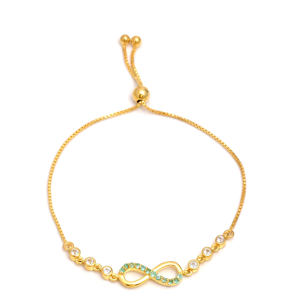 Brățară din Argint 925 Placat cu Aur ( 3.09 grame ) cu Smarald Brazilian și Topaz Alb 0.5 Carate 3 