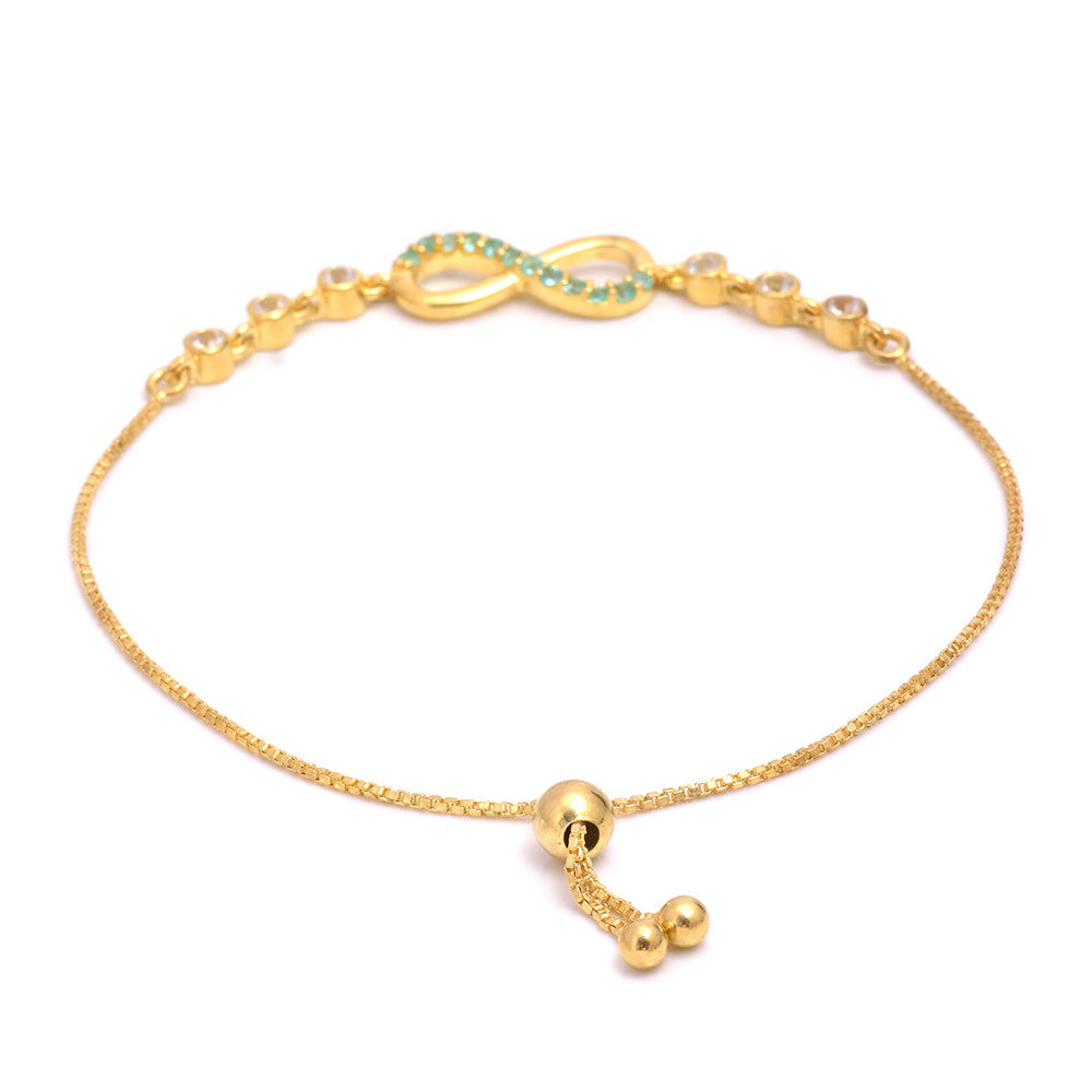 Brățară din Argint 925 Placat cu Aur ( 3.09 grame ) cu Smarald Brazilian și Topaz Alb 0.5 Carate 4 