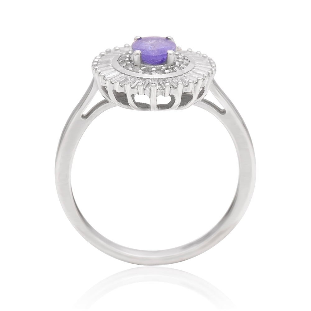 Inel din Argint 925 ( 3.15 grame ) cu Tanzanit AAA și Topaz Alb 1.96 Carate