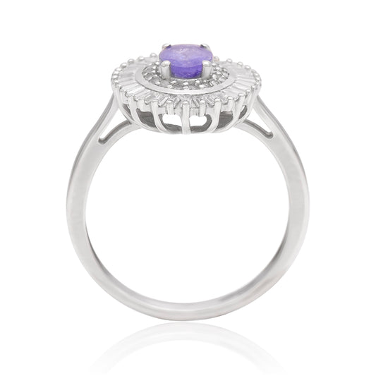 Inel din Argint 925 ( 3.15 grame ) cu Tanzanit AAA și Topaz Alb 1.96 Carate