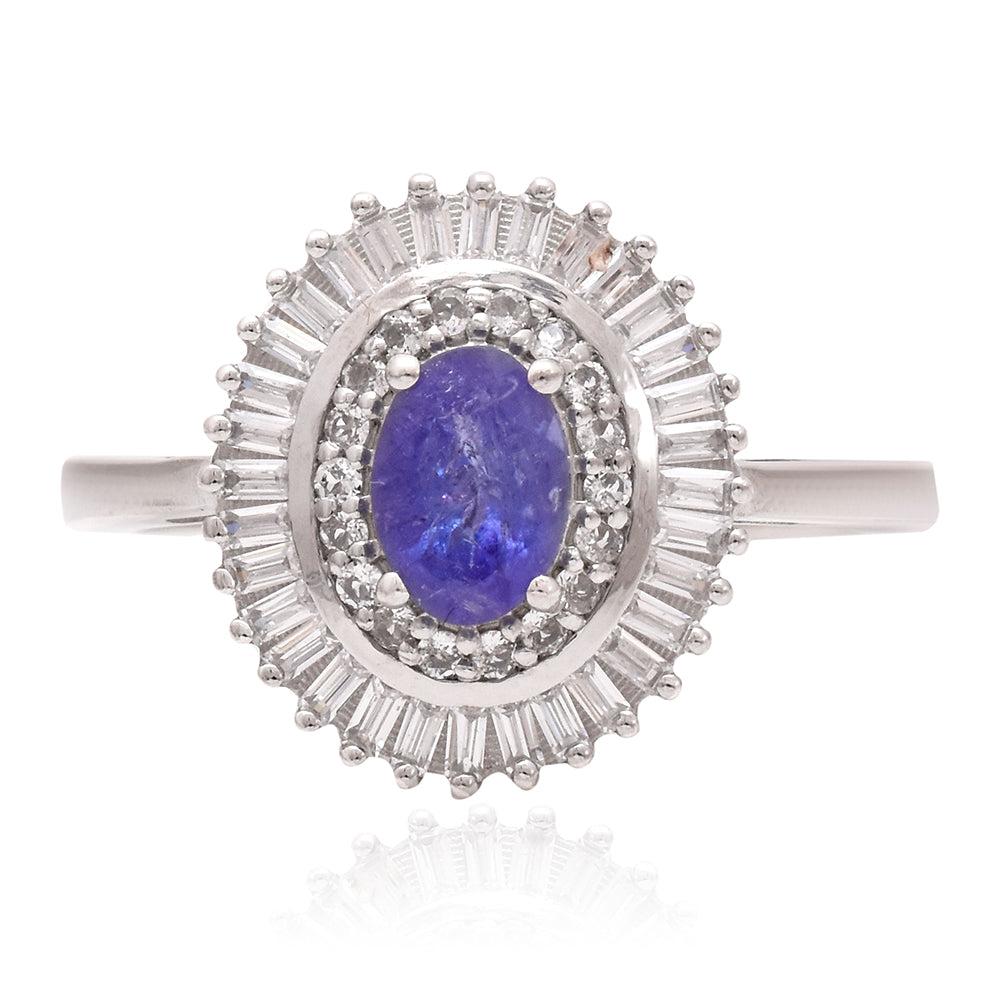 Inel din Argint 925 ( 3.15 grame ) cu Tanzanit AAA și Topaz Alb 1.96 Carate 3 