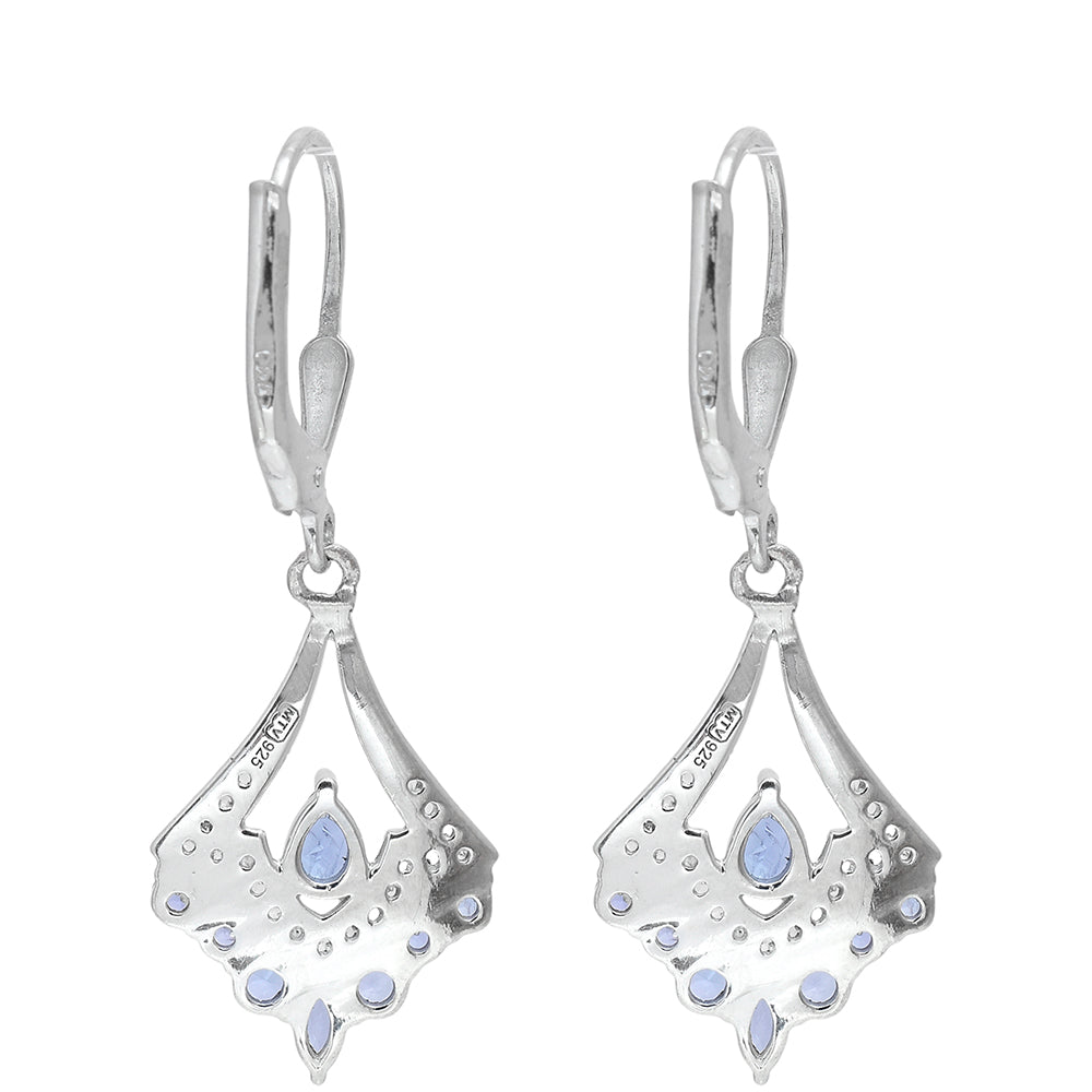 Cercei din Argint 925 ( 2.51 grame ) cu Tanzanit AAA și Topaz Alb 1.25 Carate