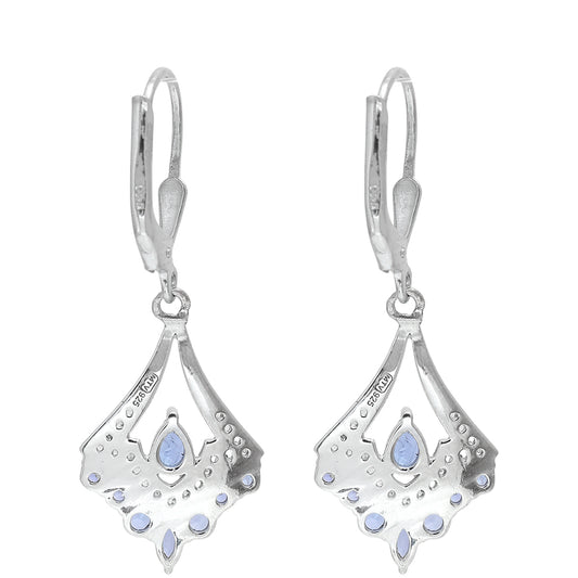 Cercei din Argint 925 ( 2.51 grame ) cu Tanzanit AAA și Topaz Alb 1.25 Carate